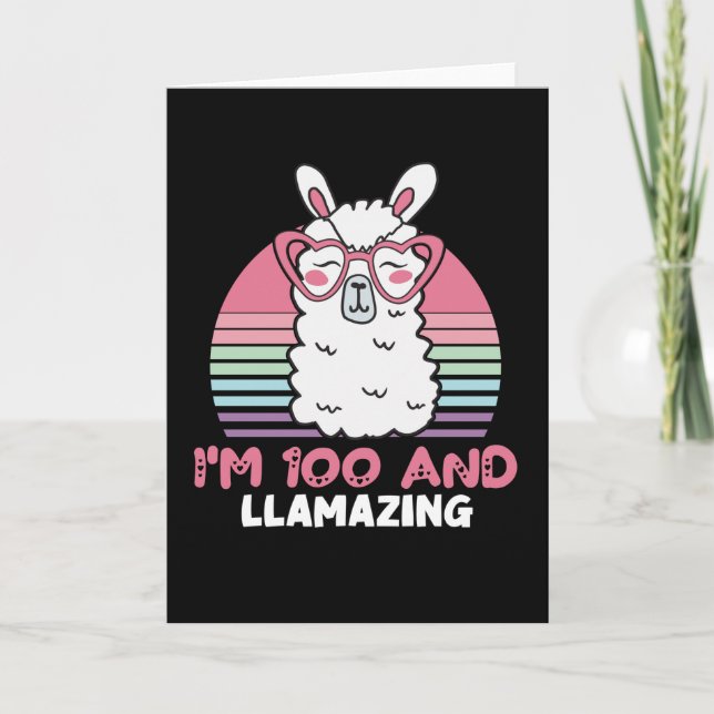 Funny Adorable Llama 100th Birthday Gift For Women Card (Front)