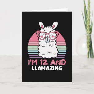 Funny Adorable Llama 12th Birthday Gift For Women Card