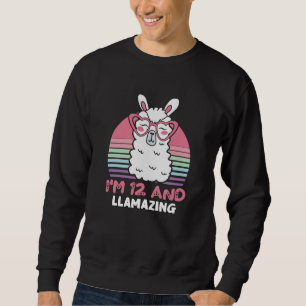 Funny Adorable Llama 12th Birthday Gift For Women Sweatshirt