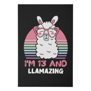 Funny Adorable Llama 13th Birthday Gift For Women Faux Canvas Print