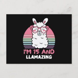 Funny Adorable Llama 15th Birthday Gift For Women Postcard