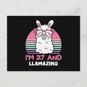 Funny Adorable Llama 27th Birthday Gift For Women Postcard