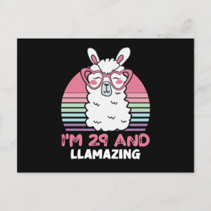 Funny Adorable Llama 29th Birthday Gift For Women Postcard