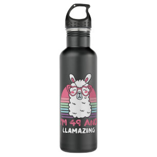 Funny Adorable Llama 49th Birthday Gift For Women Stainless Steel Water Bottle