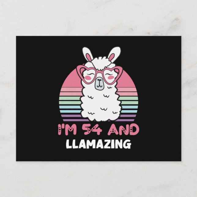 Funny Adorable Llama 54th Birthday Gift For Women Postcard (Front)