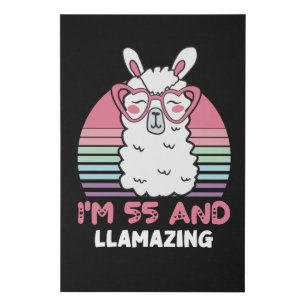 Funny Adorable Llama 55th Birthday Gift For Women Faux Canvas Print