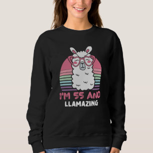 Funny Adorable Llama 55th Birthday Gift For Women Sweatshirt