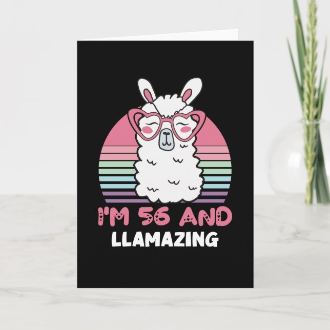 Funny Adorable Llama 56th Birthday Gift For Women Card (Front)