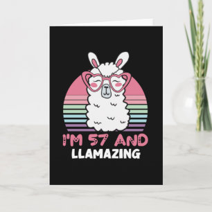 Funny Adorable Llama 57th Birthday Gift For Women Card