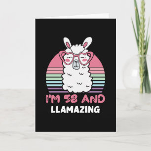Funny Adorable Llama 58th Birthday Gift For Women Card