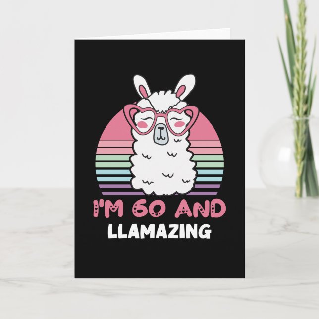 Funny Adorable Llama 60th Birthday Gift For Women Card (Front)