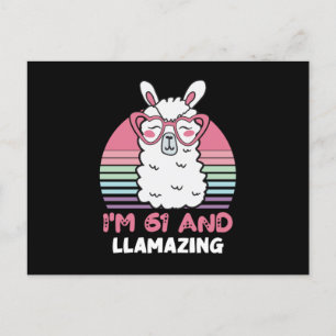 Funny Adorable Llama 61st Birthday Gift For Women Postcard