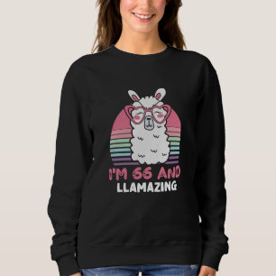 Funny Adorable Llama 66th Birthday Gift For Women Sweatshirt