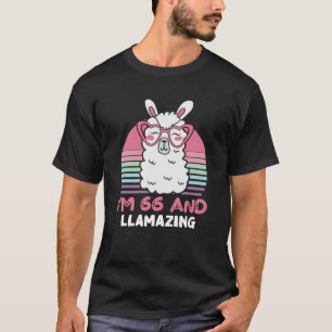 Funny Adorable Llama 66th Birthday Gift For Women T-Shirt