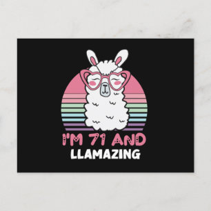 Funny Adorable Llama 71st Birthday Gift For Women Postcard