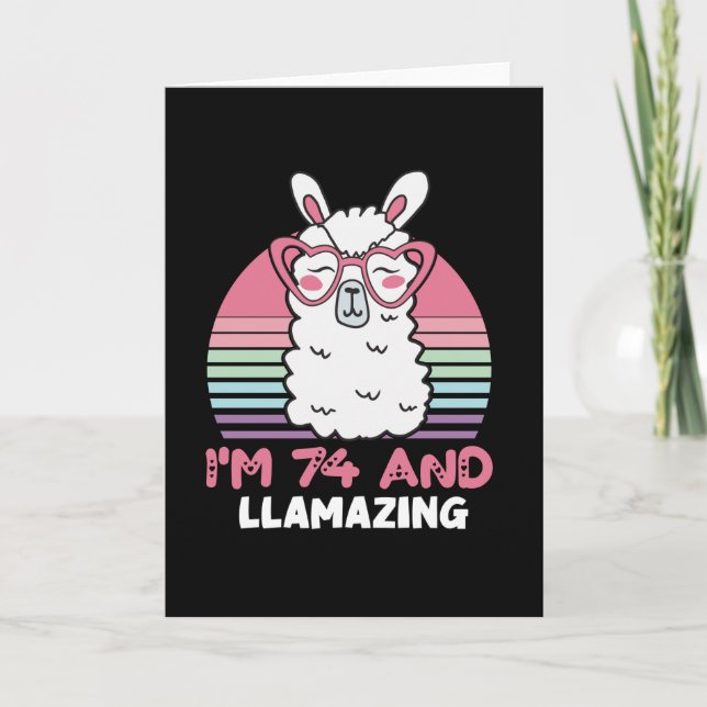 Funny Adorable Llama 74th Birthday Gift For Women Card (Front)