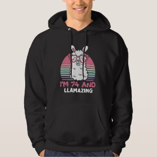 Funny Adorable Llama 74th Birthday Gift For Women Hoodie