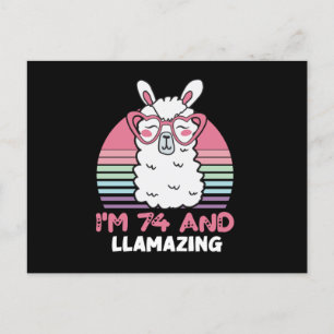 Funny Adorable Llama 74th Birthday Gift For Women Postcard