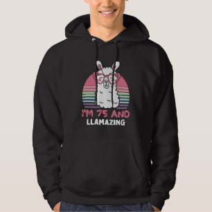 Funny Adorable Llama 75th Birthday Gift For Women Hoodie