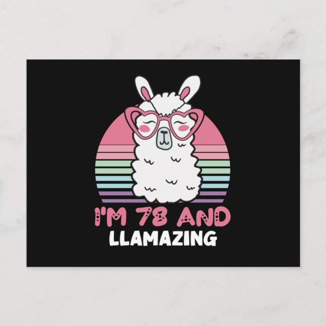 Funny Adorable Llama 78th Birthday Gift For Women Postcard (Front)