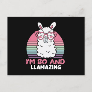 Funny Adorable Llama 80th Birthday Gift For Women Postcard