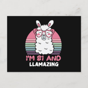 Funny Adorable Llama 81st Birthday Gift For Women Postcard