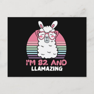 Funny Adorable Llama 82nd Birthday Gift For Women Postcard