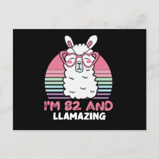 Funny Adorable Llama 82nd Birthday Gift For Women Postcard