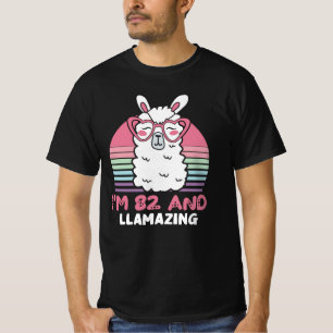 Funny Adorable Llama 82nd Birthday Gift For Women T-Shirt