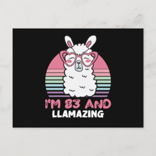 Funny Adorable Llama 83rd Birthday Gift For Women Postcard