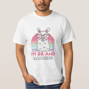 Funny Adorable Llama 86th Birthday Gift For Women T-Shirt