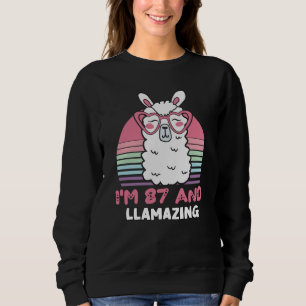 Funny Adorable Llama 87th Birthday Gift For Women Sweatshirt