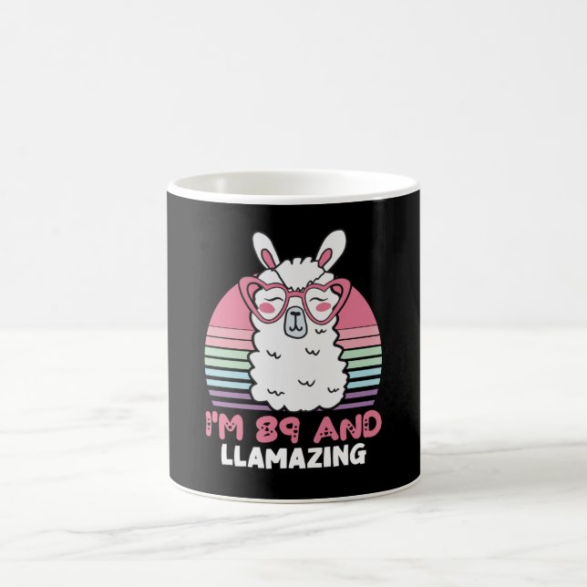 Funny Adorable Llama 89th Birthday Gift For Women Coffee Mug (Center)