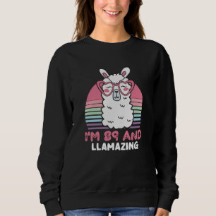 Funny Adorable Llama 89th Birthday Gift For Women Sweatshirt