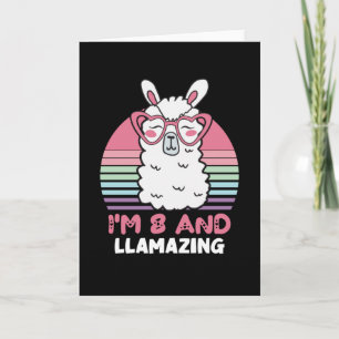 Funny Adorable Llama 8th Birthday Gift For Girls Card