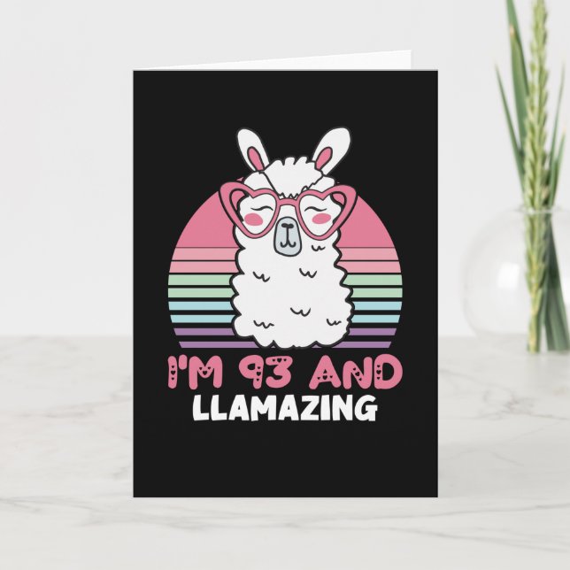 Funny Adorable Llama 93rd Birthday Gift For Women Card (Front)