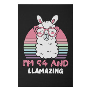 Funny Adorable Llama 94th Birthday Gift For Women Faux Canvas Print