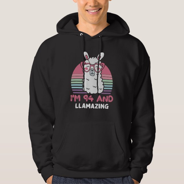 Funny Adorable Llama 94th Birthday Gift For Women Hoodie (Front)