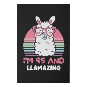 Funny Adorable Llama 95th Birthday Gift For Women Faux Canvas Print