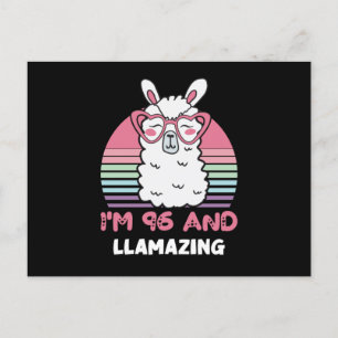 Funny Adorable Llama 96th Birthday Gift For Women Postcard