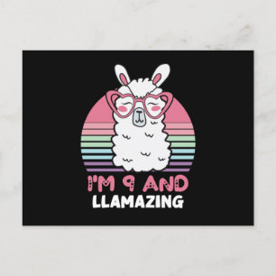 Funny Adorable Llama 9th Birthday Gift For Women Postcard