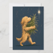 Funny Adorable Puppy with Festive Christmas Tree