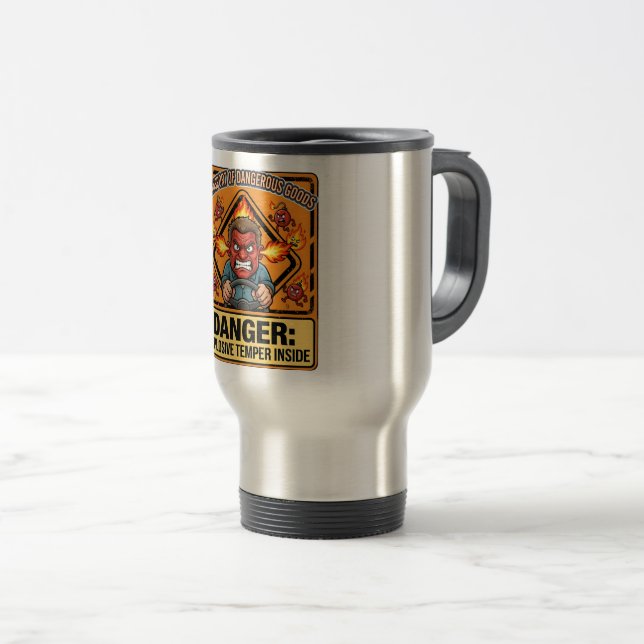 Funny ADR Trucker Thermos Mug | Explosive Temper (Front Right)