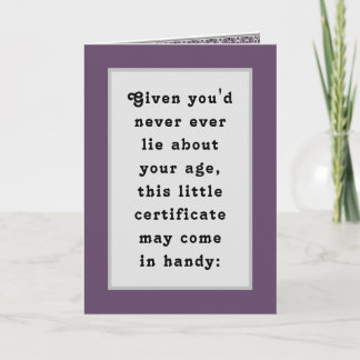 Funny Adult Birthday Certificate Card