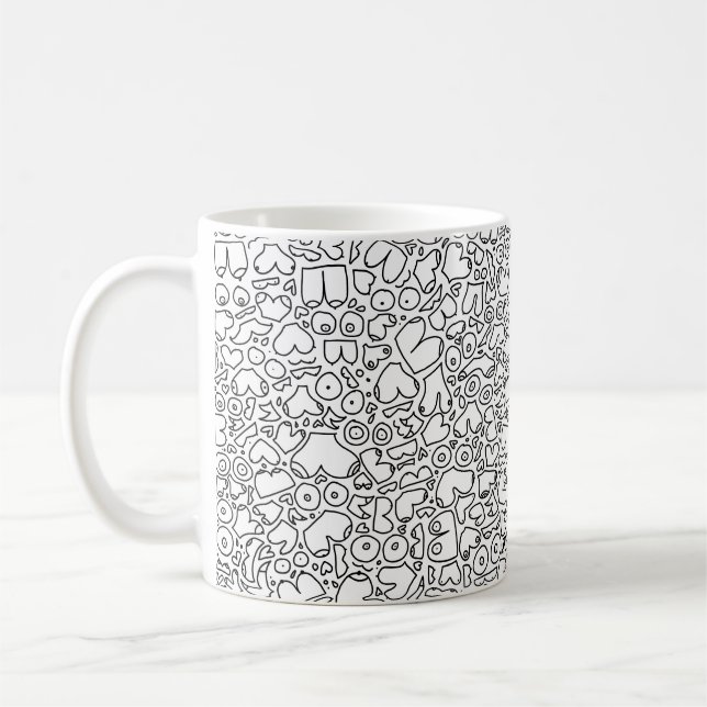 Funny adult breast pattern coffee mug (Left)