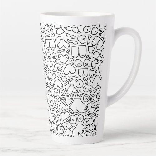 Funny adult breast pattern latte mug