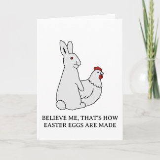 Funny Adult Easter Bunny Made Eggs Humor Holiday Card