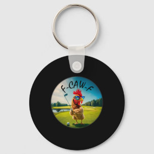Funny Adult F-caw-f Golf Rooster Bird Humor Chicke Keychain