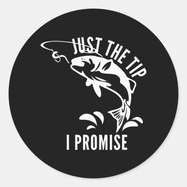 Funny Adult Humor Fishing Just The Tip I Promise Classic Round Sticker (Front)