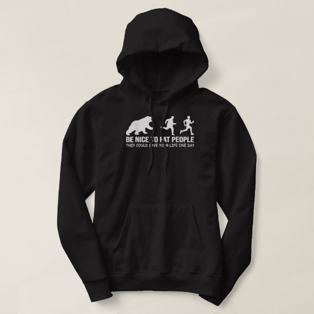 Funny Adult Humor Runner Fat People With Bear Funn Hoodie (Design Front)